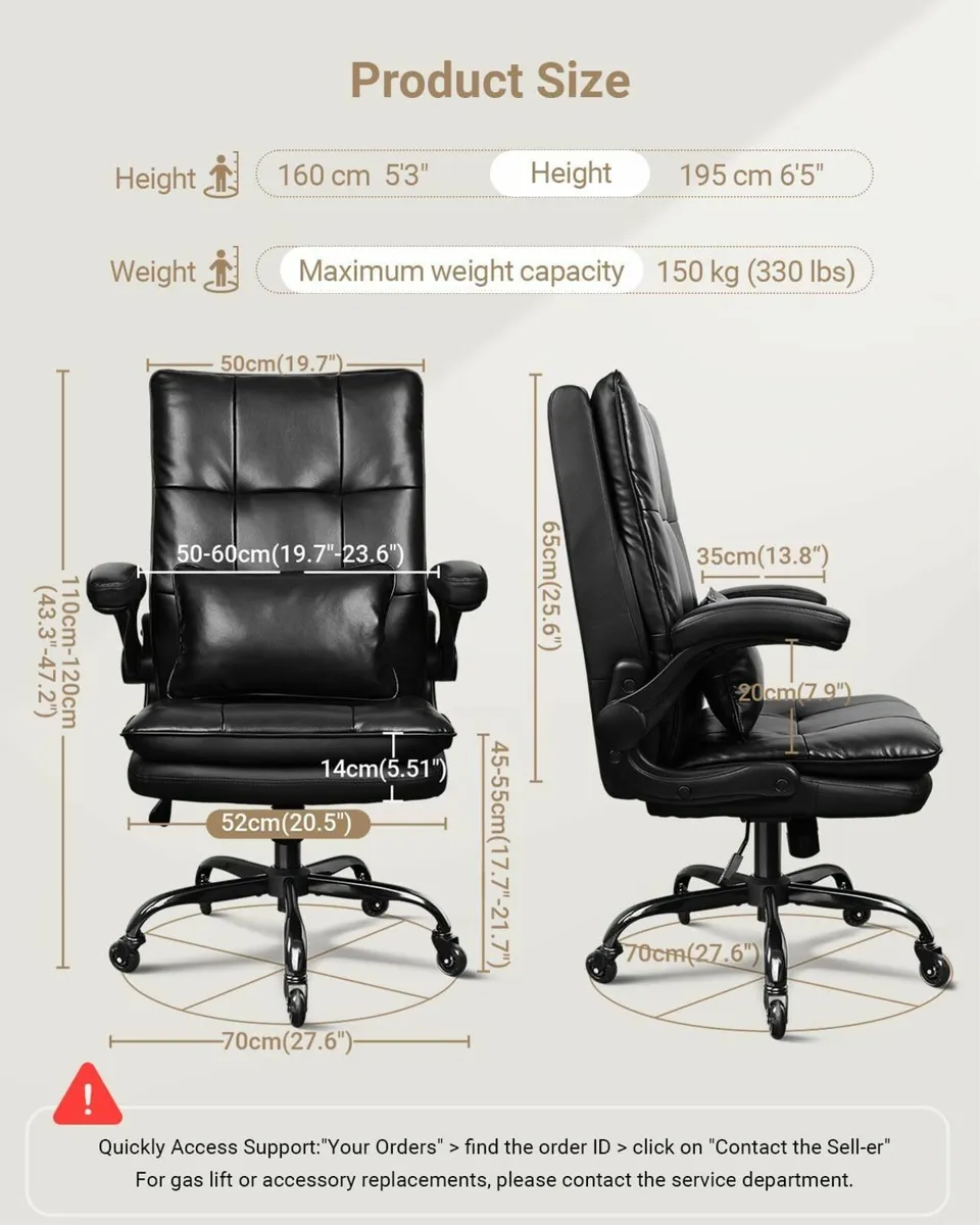 Executive Office Chair Double-Layer Thick Seat Cus - Image 2