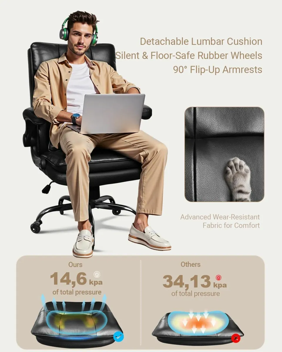 Executive Office Chair Double-Layer Thick Seat Cus - Image 3
