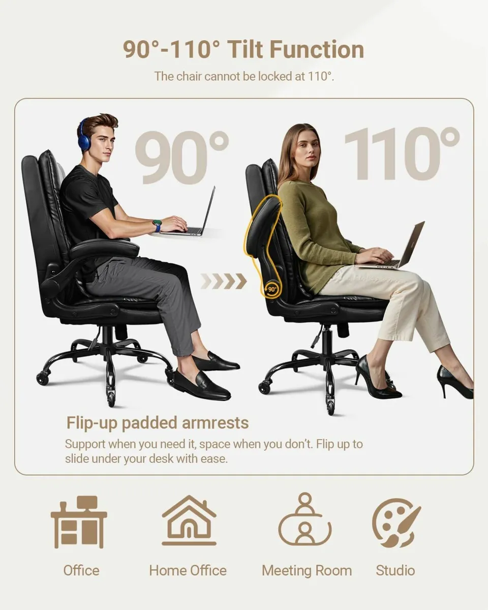 Executive Office Chair Double-Layer Thick Seat Cus - Image 4