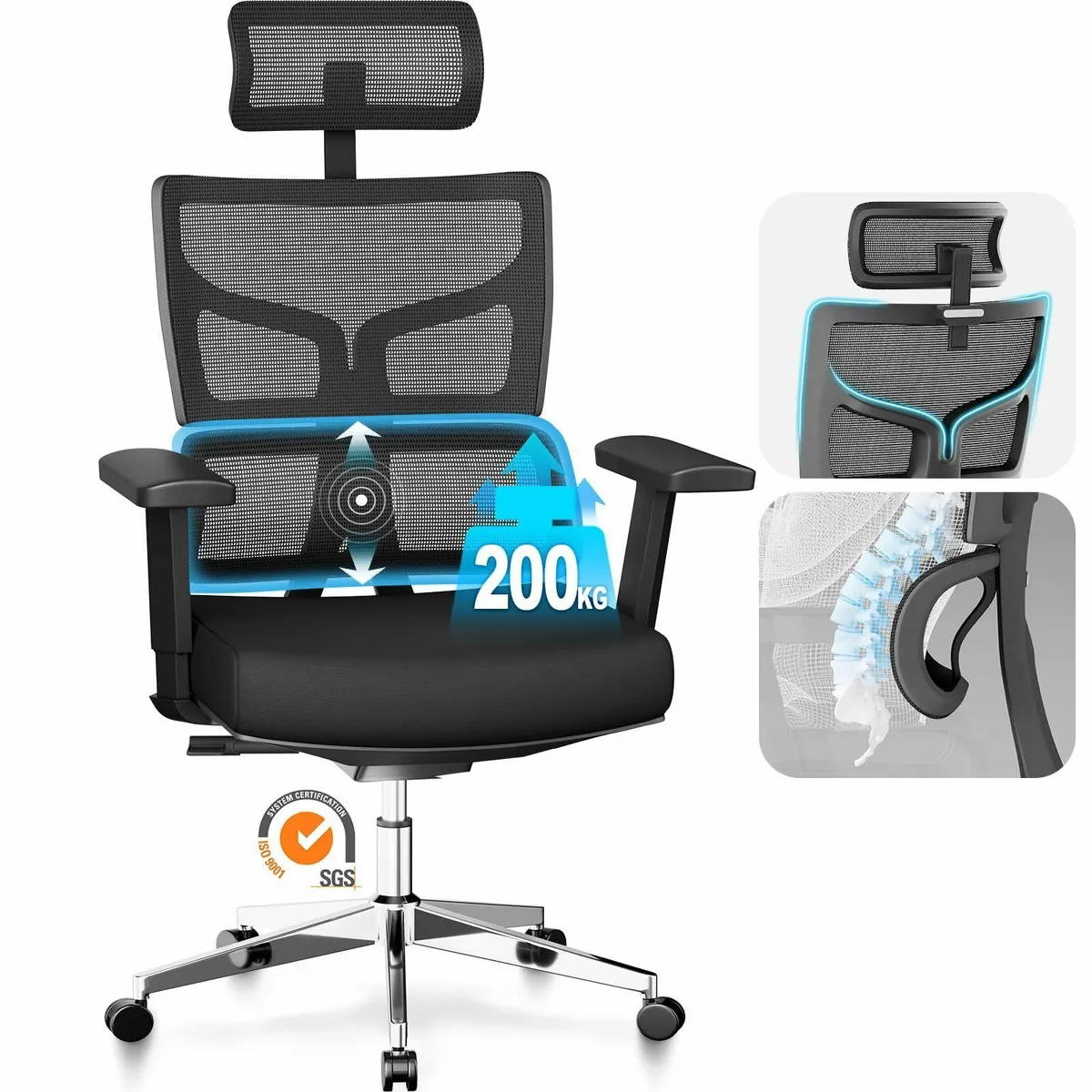 Heavy Duty Office Chair 200kg (440lbs) Ergonomic D - Image 1