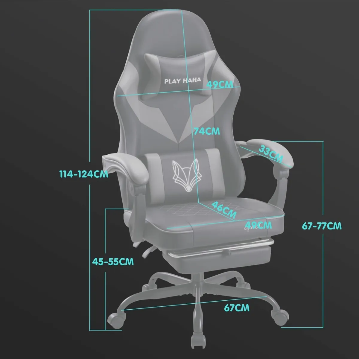 .Ergonomic reclining seat footrest adjustable head - Image 2