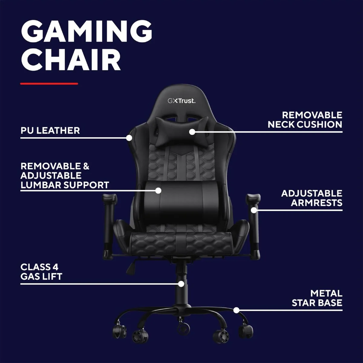 GXT 708 Resto Gaming Chair PC Desk Full 360° Rotat - Image 4