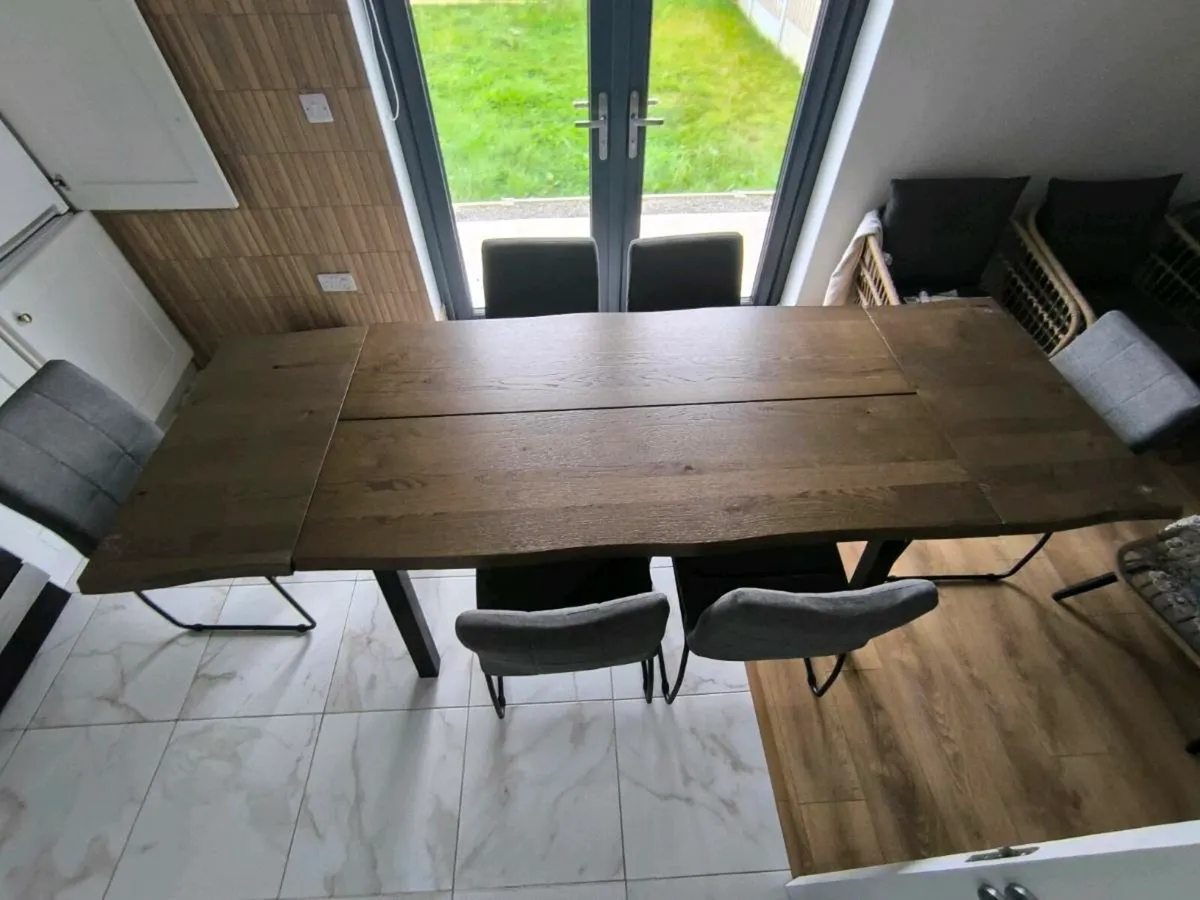Wooden Extendable Dining Table with 8 Chairs - Image 2