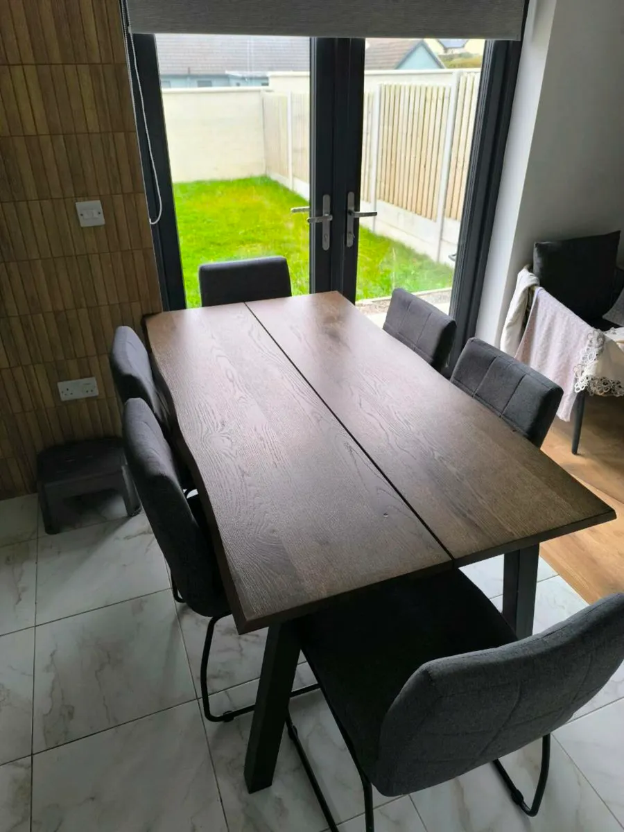 Wooden Extendable Dining Table with 8 Chairs - Image 1