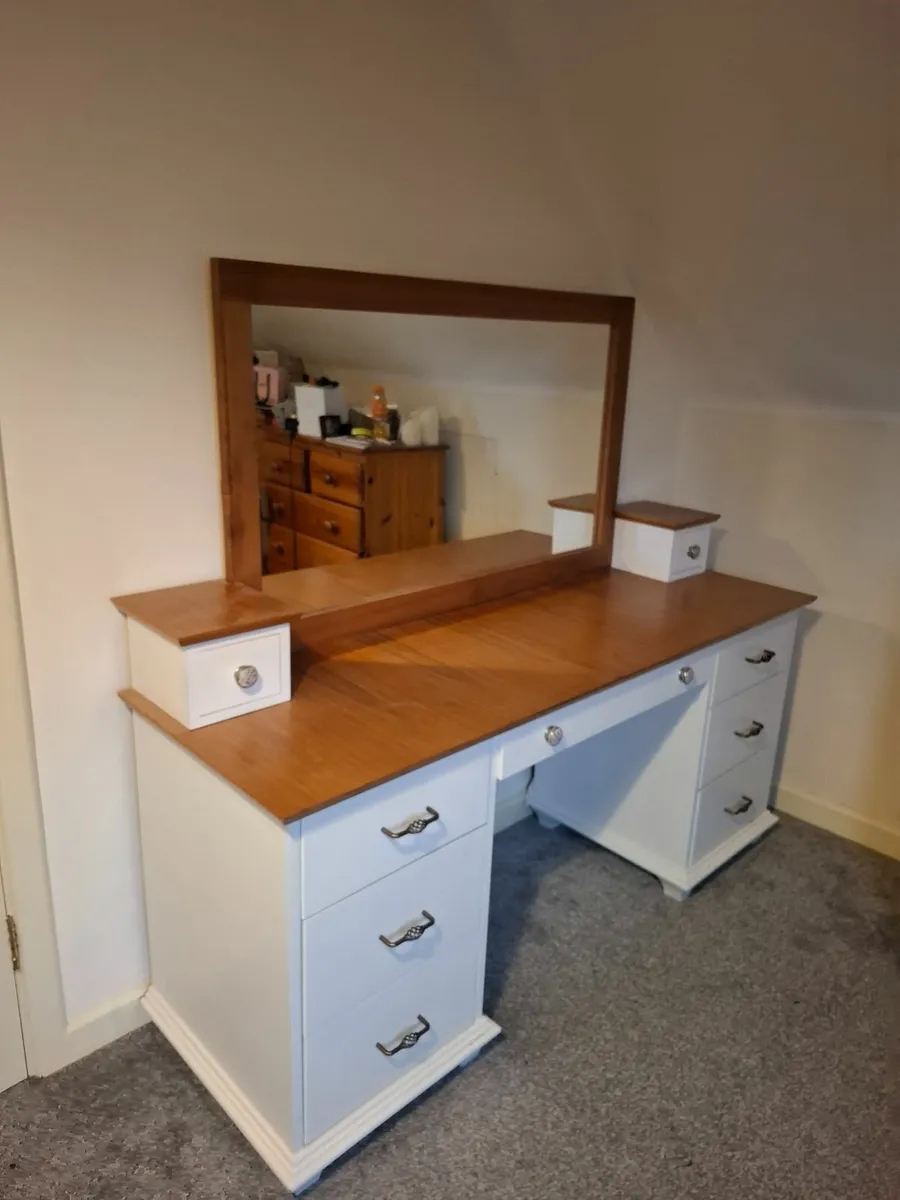 Solid Wood Vanity Dresser with Mirror - Image 1