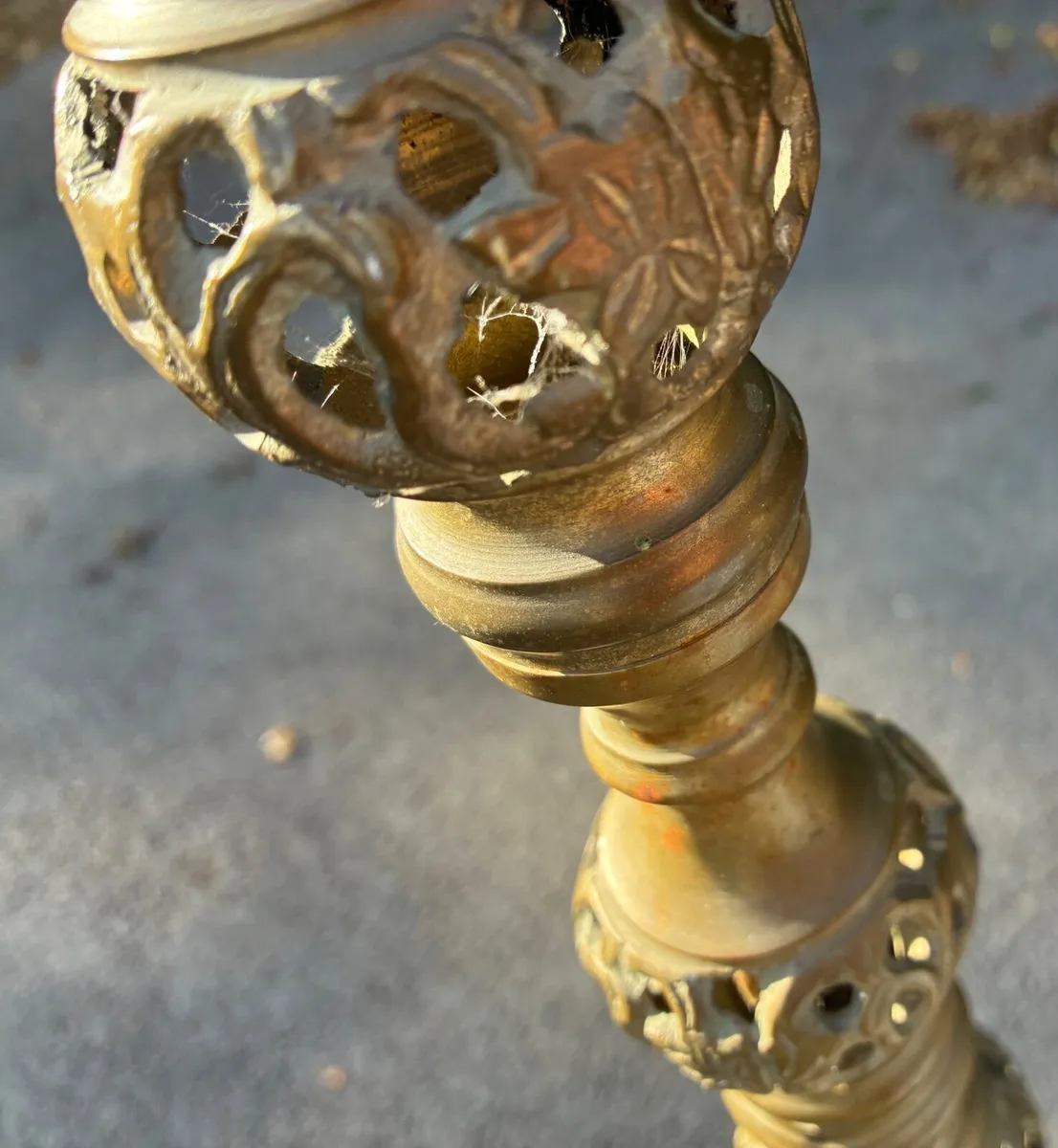 Antique Tall Standing Brass Lamp - Image 3