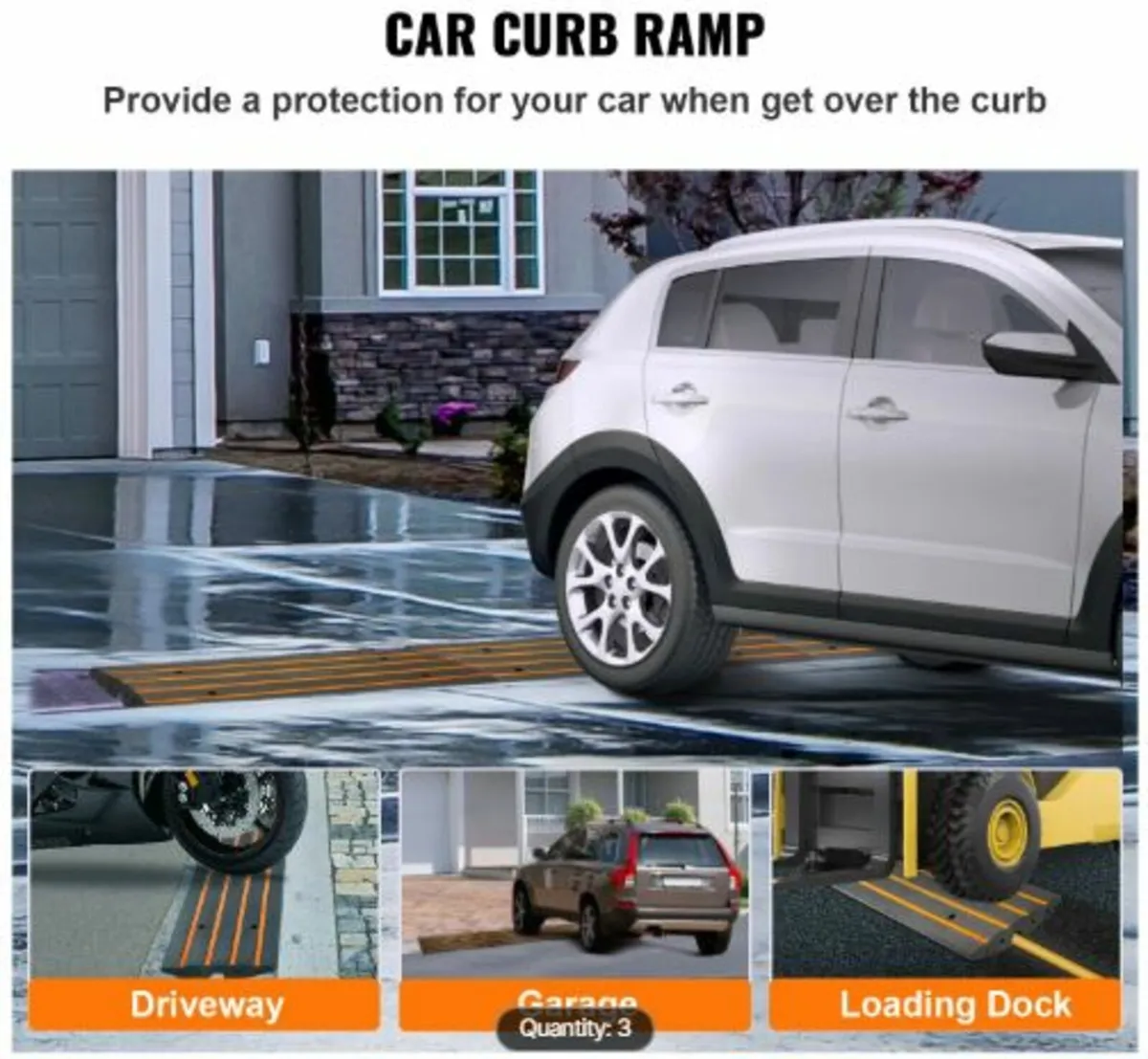 Curb Ramp Rubber Driveway Ramp 3 Pack 2.6" Rise - Image 2