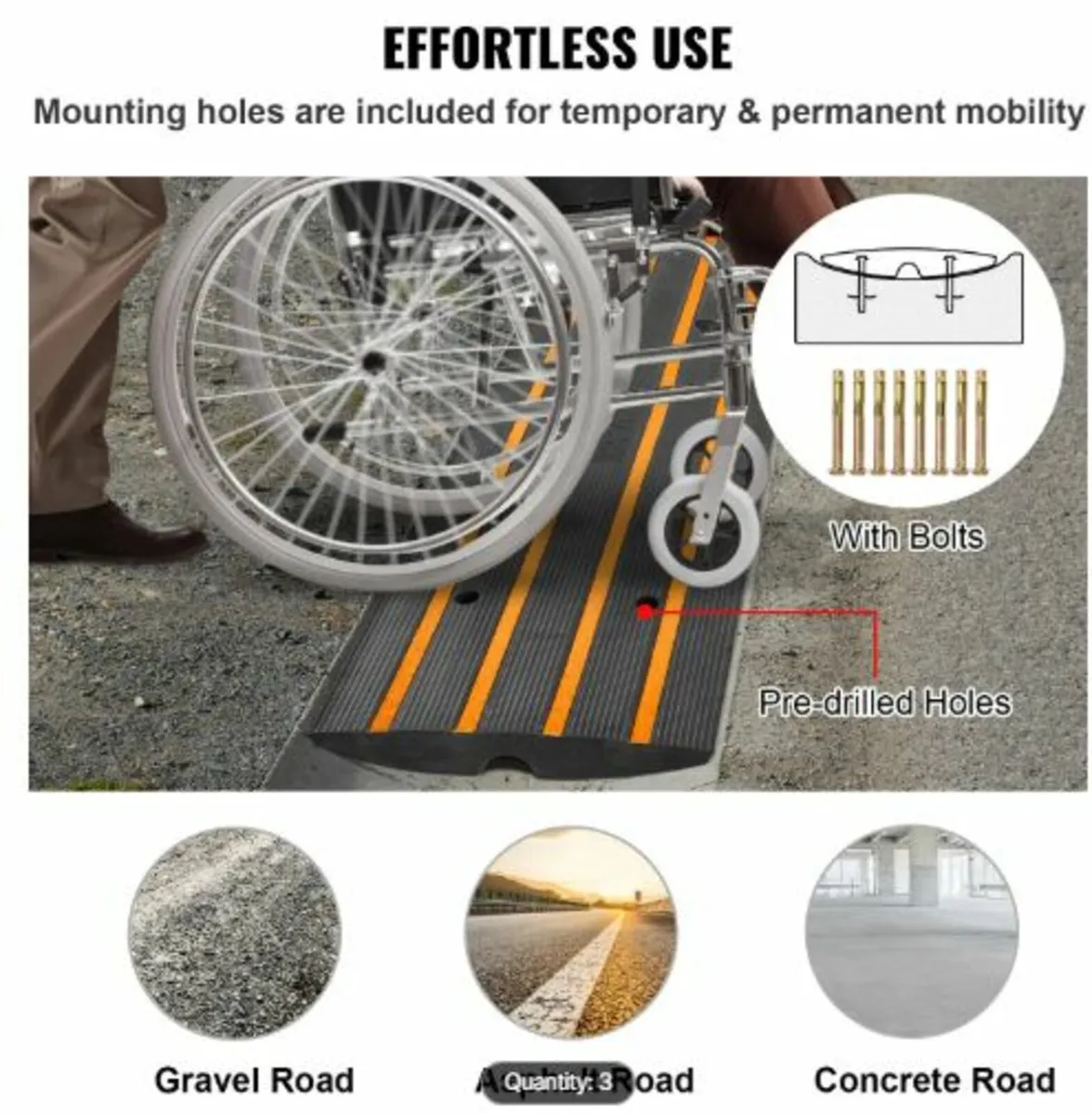 Curb Ramp Rubber Driveway Ramp 3 Pack 2.6" Rise - Image 4