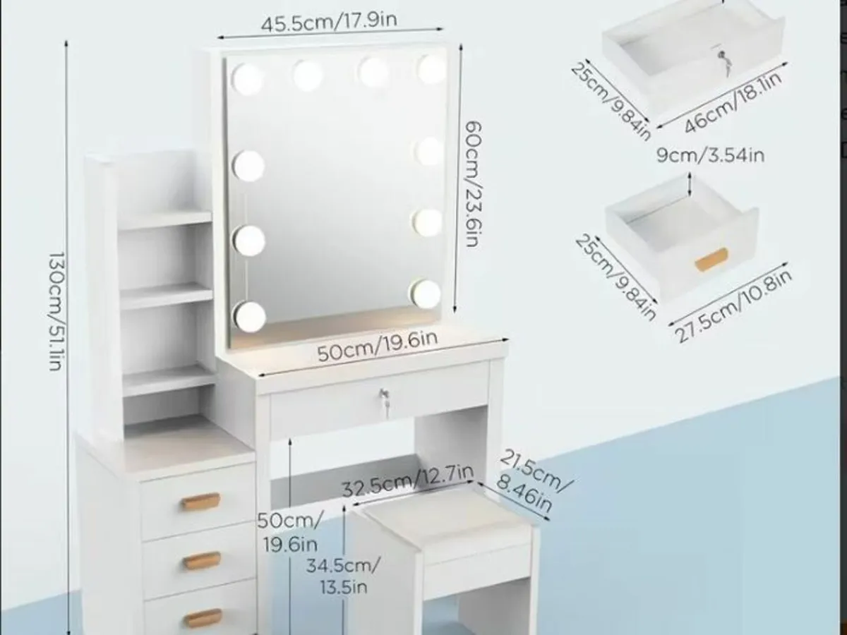 Dressing table LED with Stool - Image 4