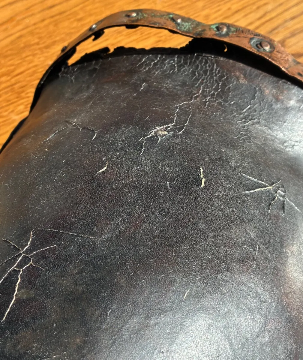 Antique, Rare Irish Leather &  Copper Fire  Bucket - Image 2