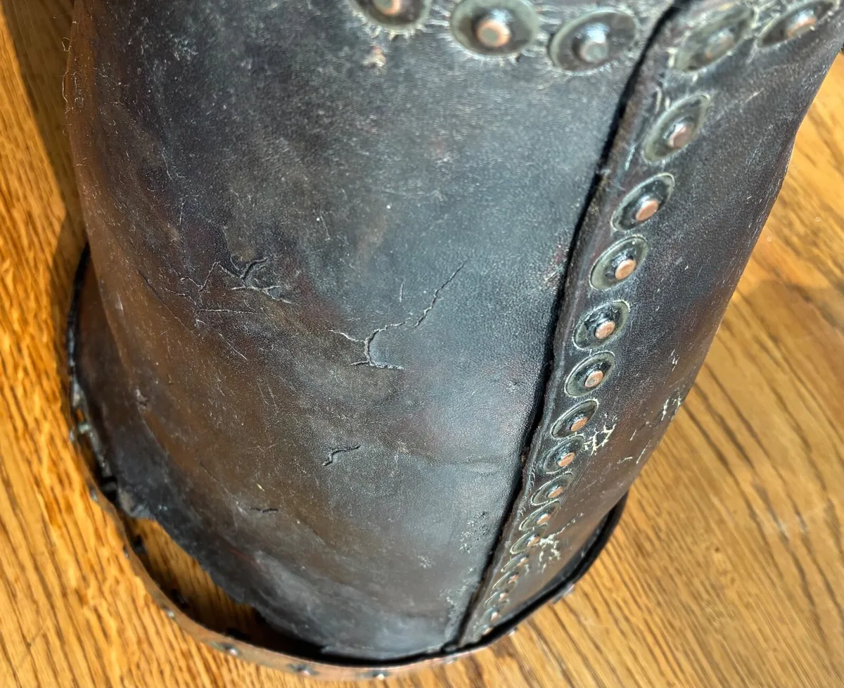 Antique, Rare Irish Leather &  Copper Fire  Bucket - Image 4