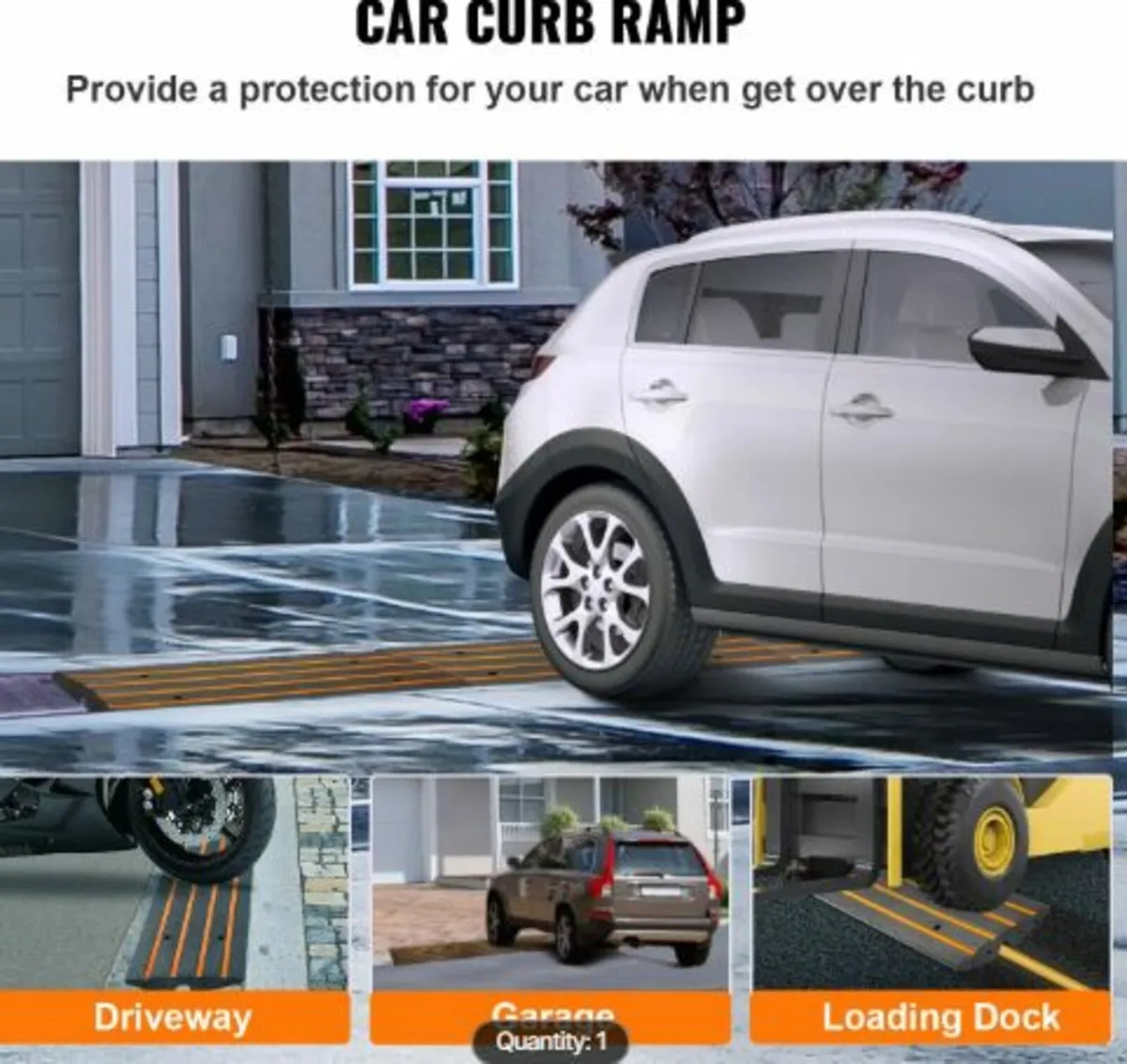 Curb Ramp, 2.6" Rise Rubber Driveway Ramps, Heavy - Image 2