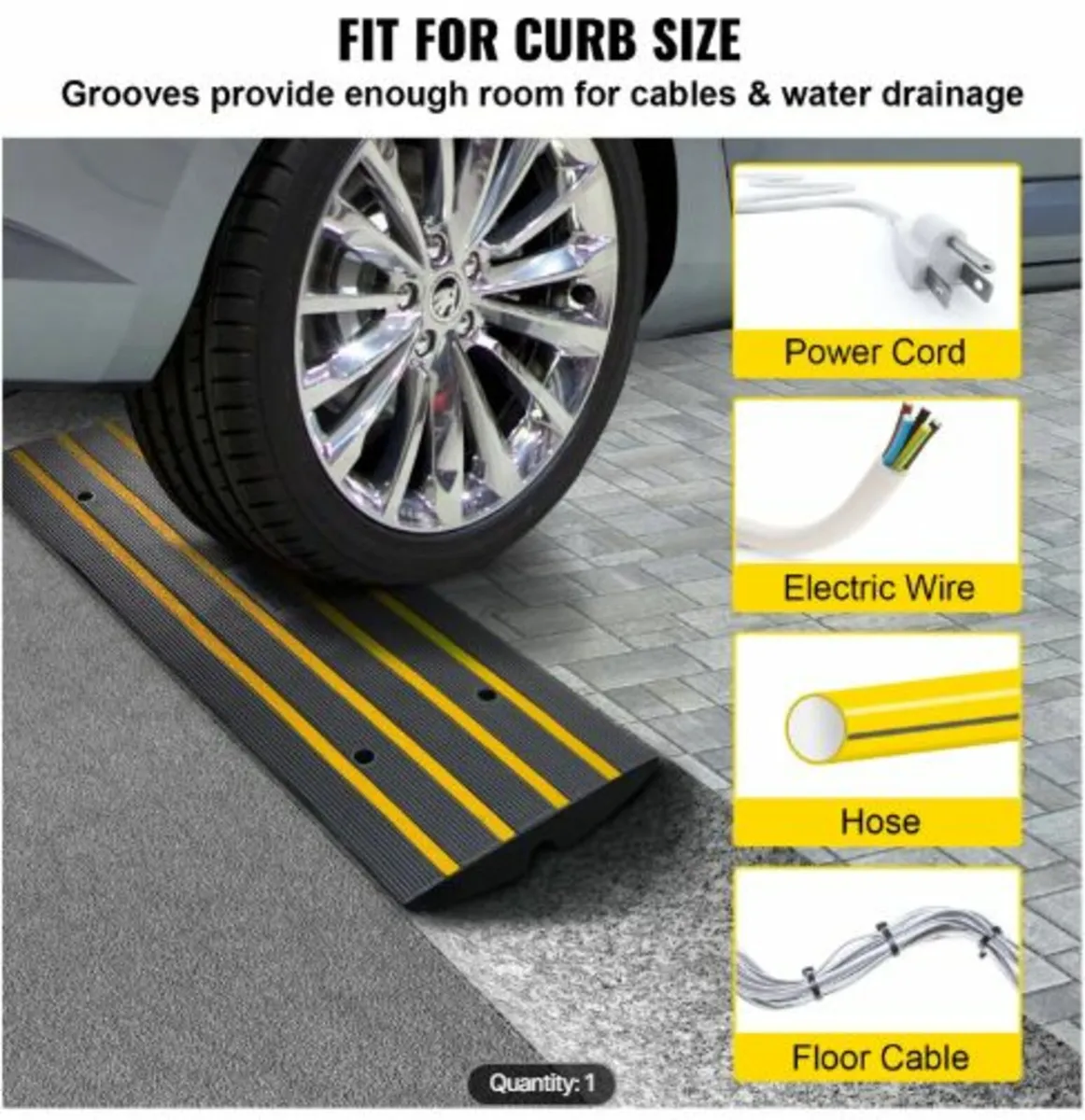 Curb Ramp, 2.6" Rise Rubber Driveway Ramps, Heavy - Image 3