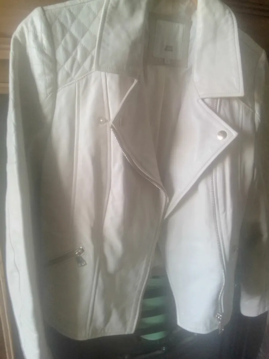River island cream  genuine leather jacket 14 - Image 2