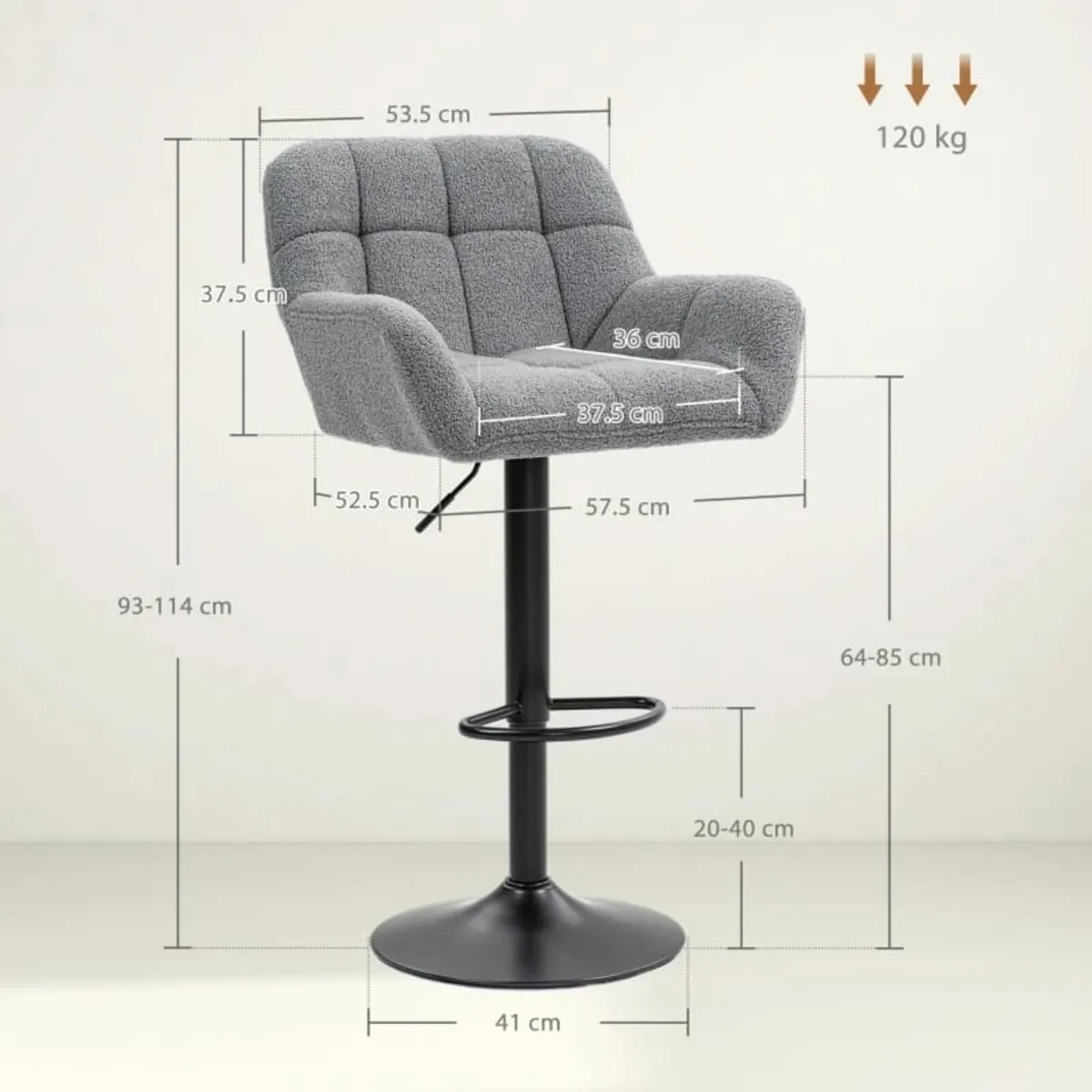 Bar Stools Set of 2 Retro Design Height-Adjustable - Image 3