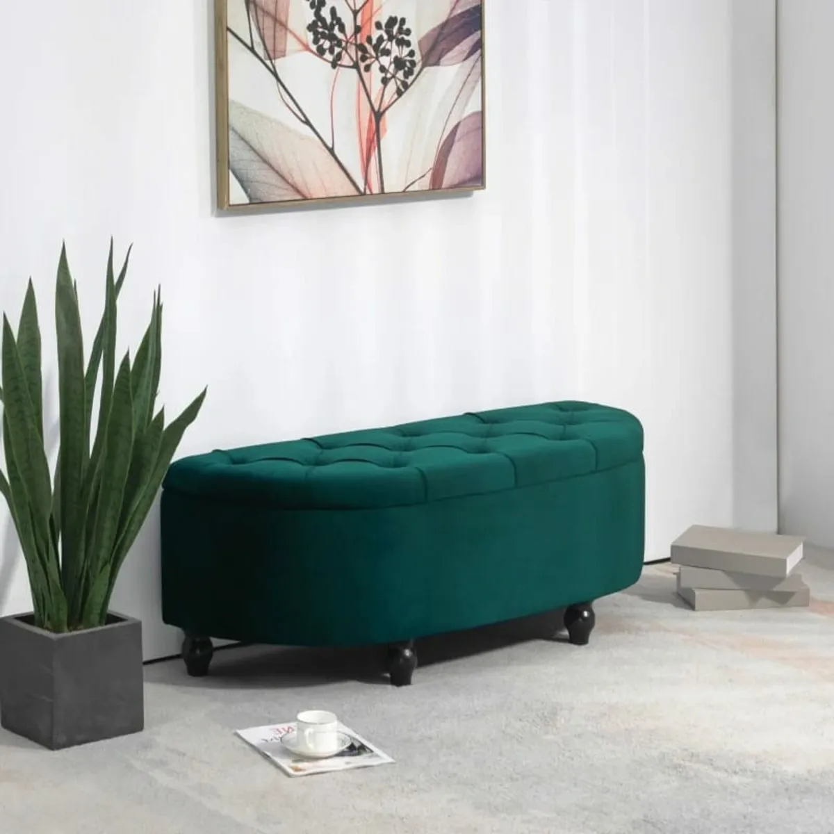 stool with storage, storage trunk, upholstered, so - Image 2