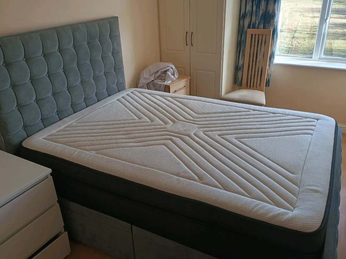 Double bed frame with mattress - Image 1