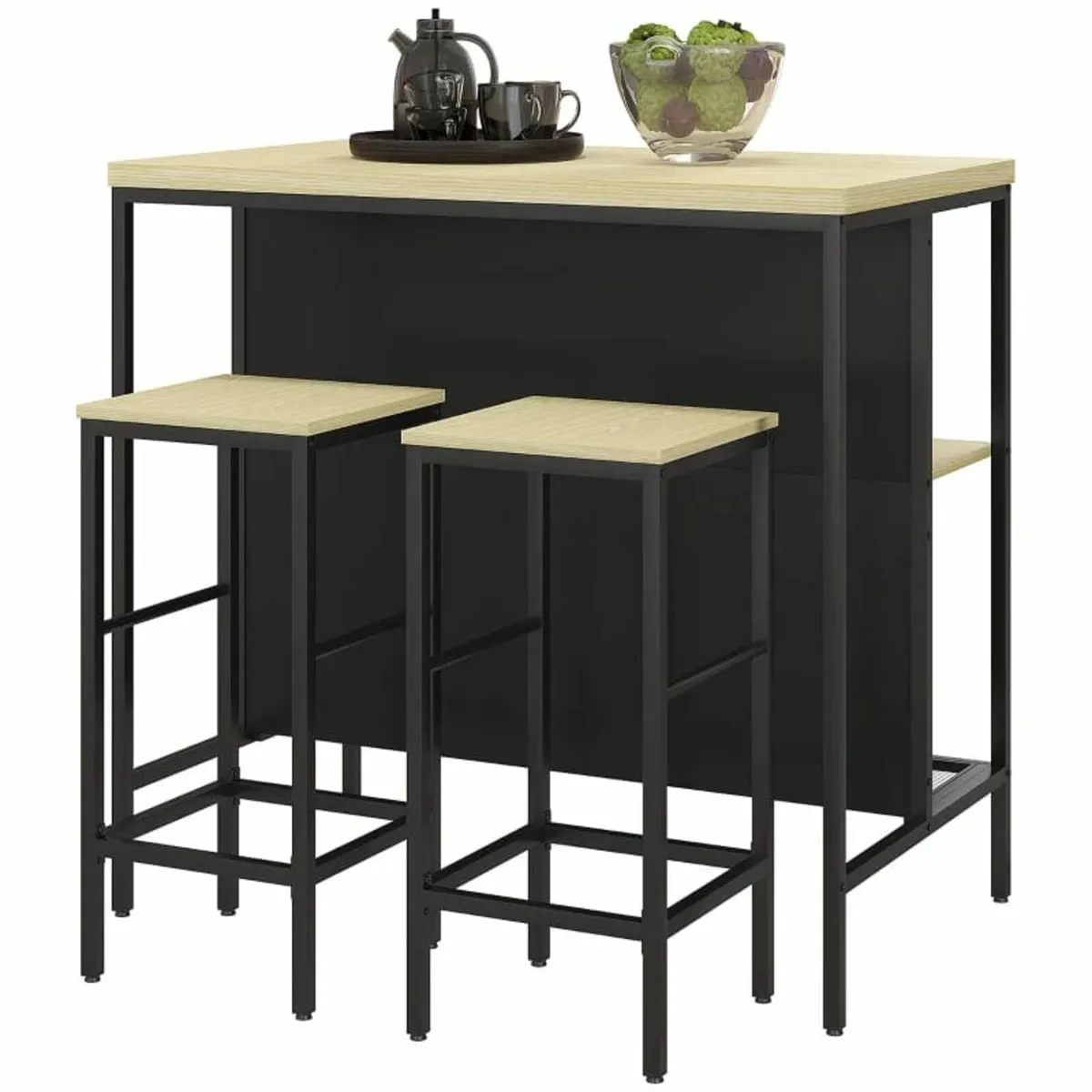 Bar set, 2 bar stools & 1 bar table, stain-resista - Image 3