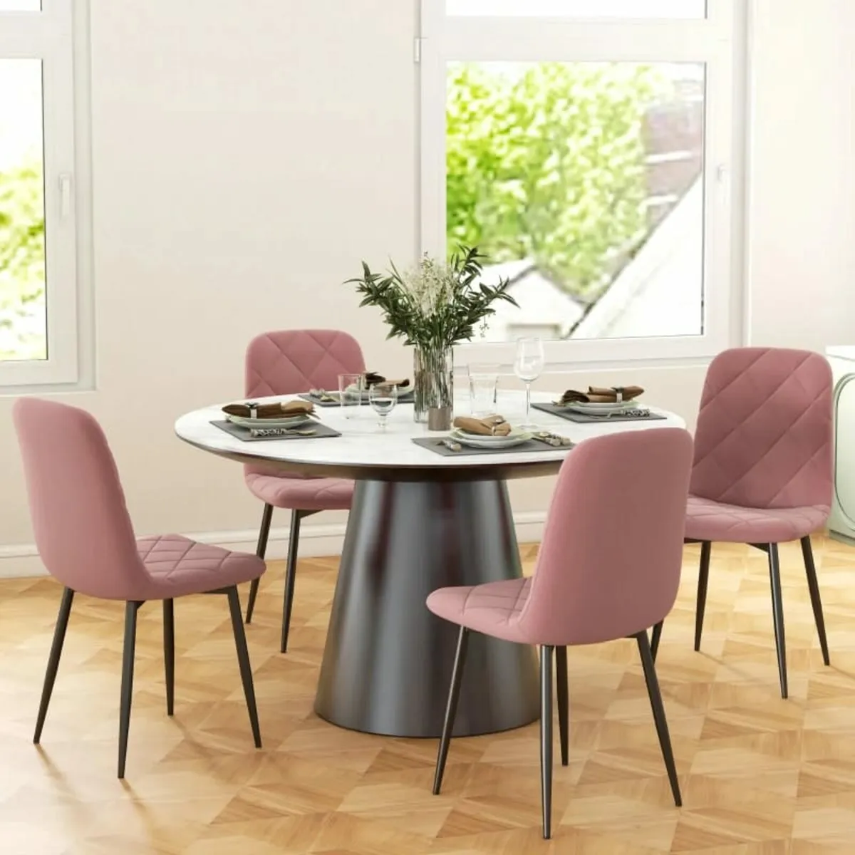 Dining Chairs 4-Piece Set Kitchen Chair with Backr - Image 3
