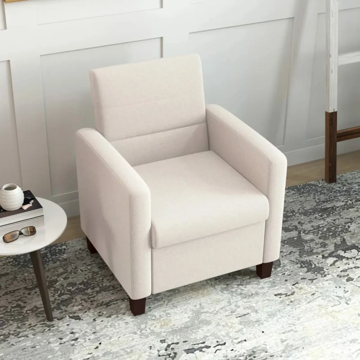 Upholstered chair in linen look, foam, seat cushio - Image 4