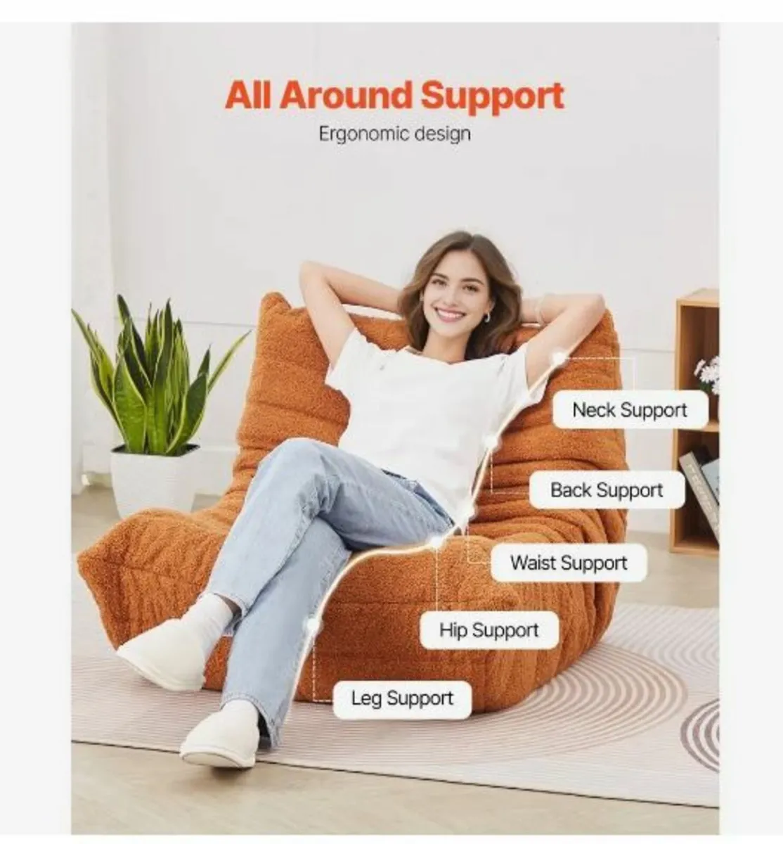 Bean Bag Chair, L-Shaped Bean Bag - Image 4