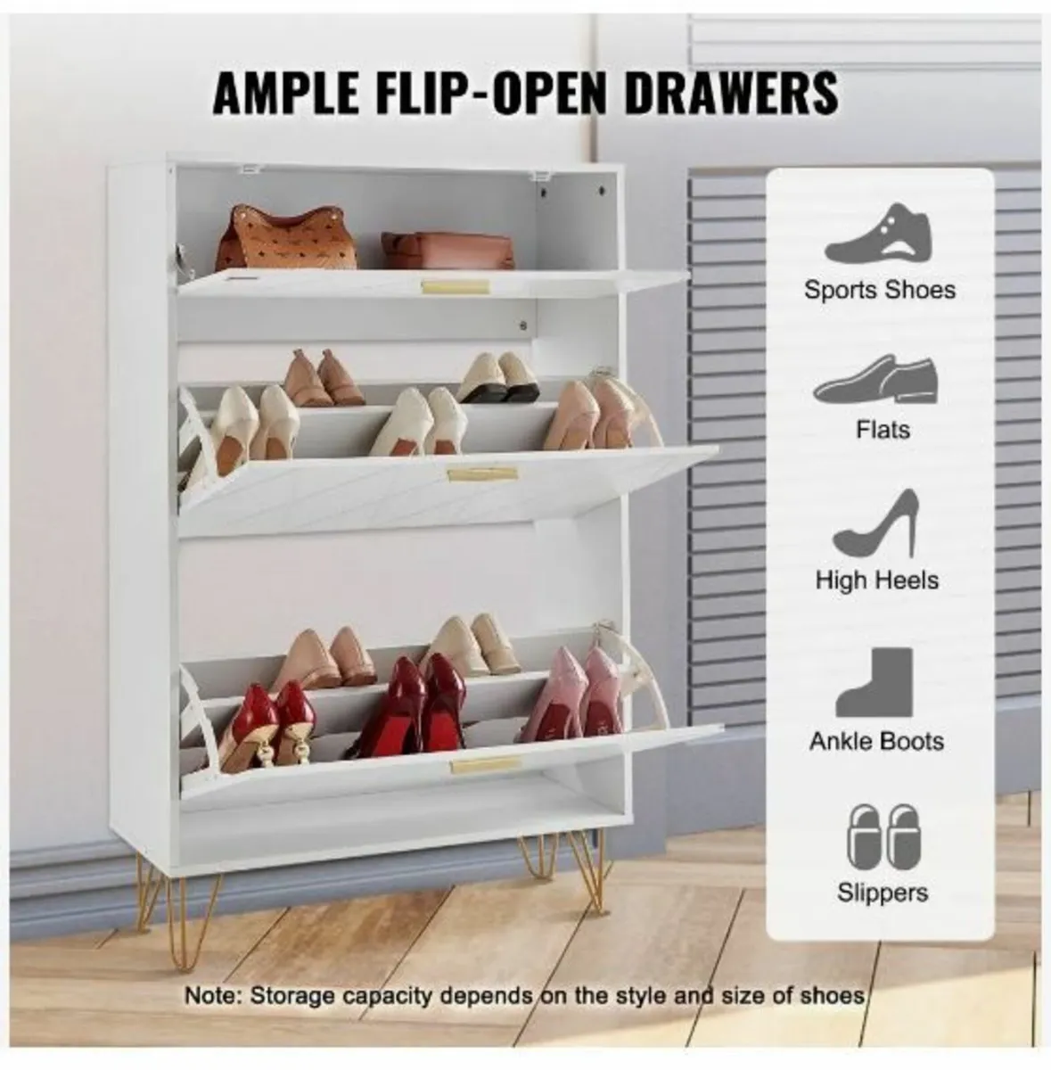 Shoe Cabinet with 3 Flip Drawers - Image 4