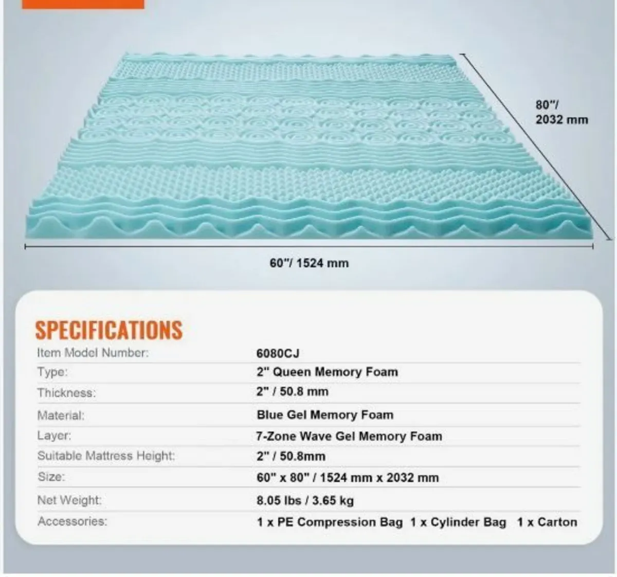 Mattress Topper, Queen Size, 50.8 mm Thickness - Image 4
