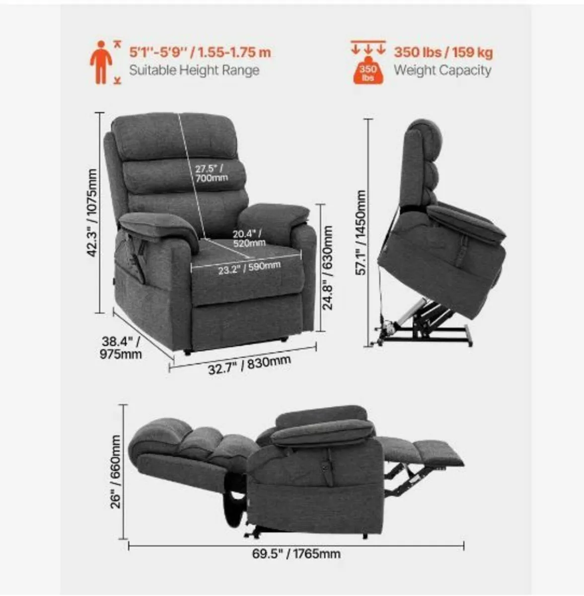 Power Lift Recliner Chair, Lift Chair - Image 3