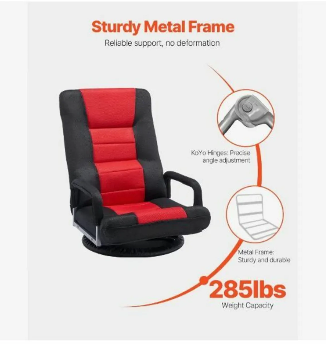 Swivel Floor Gaming Chair with Armrests - Image 4