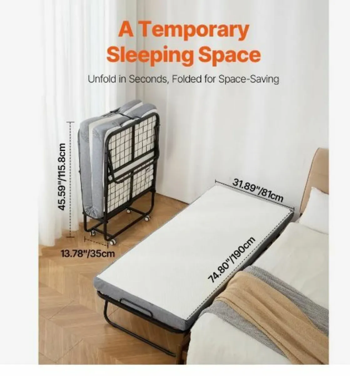 Rollaway Bed, 31 in x 75 in Folding Bed - Image 2