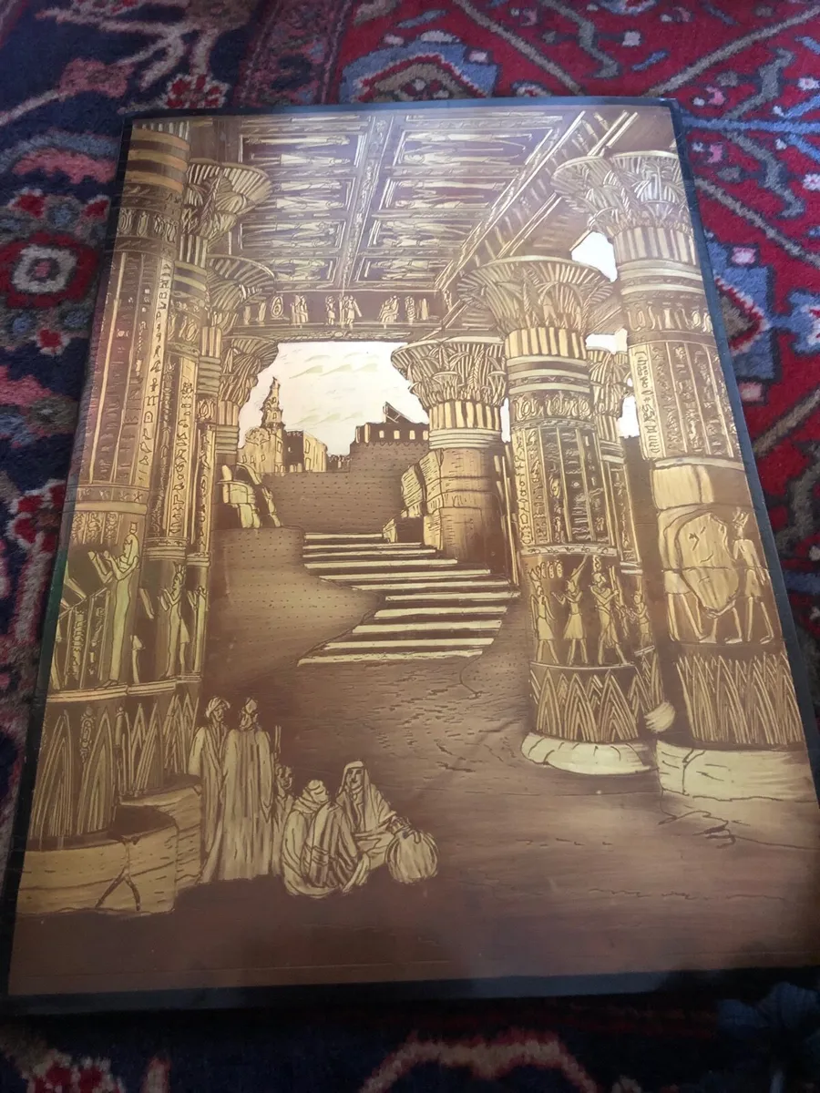 Egyptian scene on sheet copper - Image 1