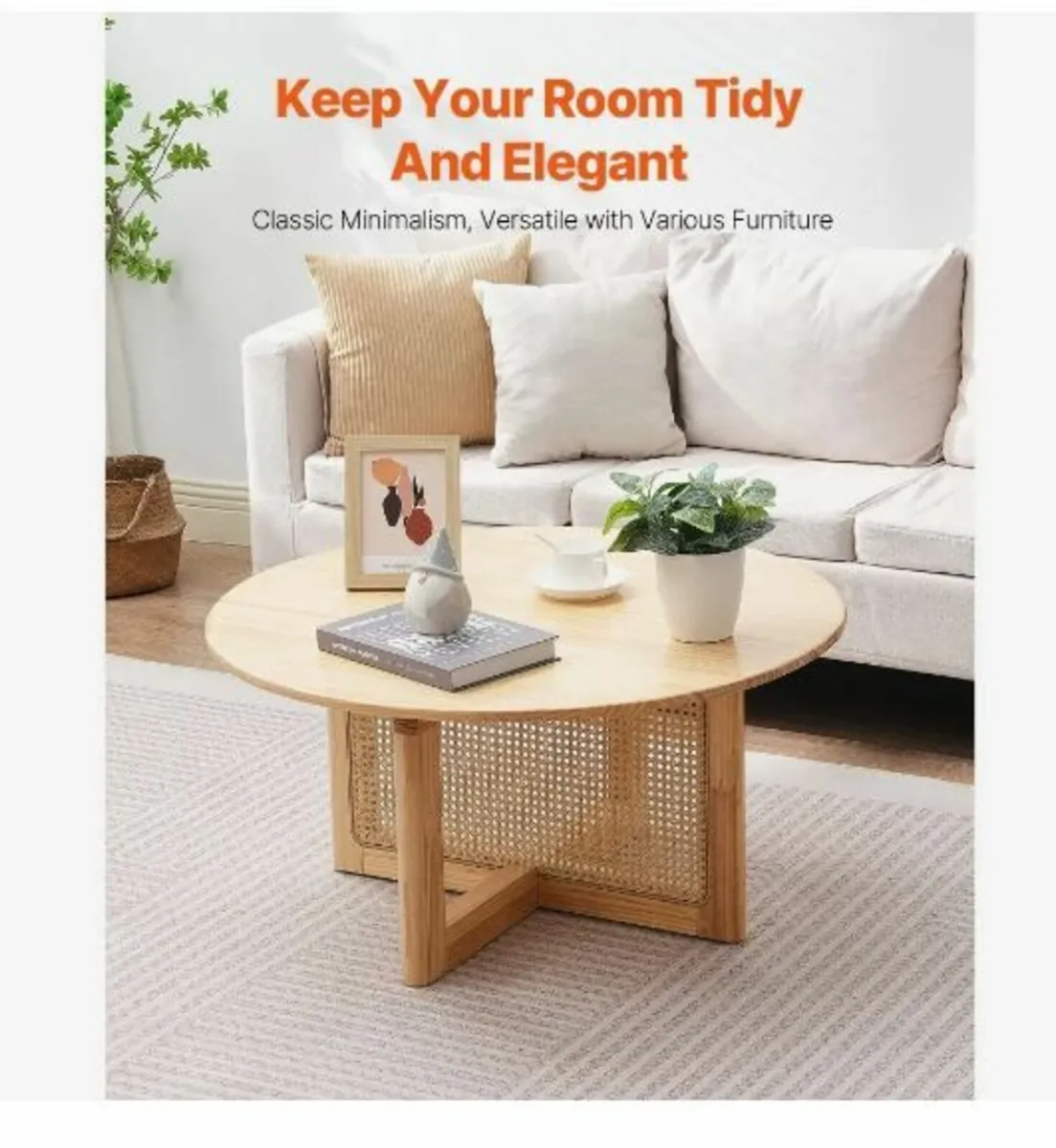 Rattan Coffee Table, Round Rattan - Image 1