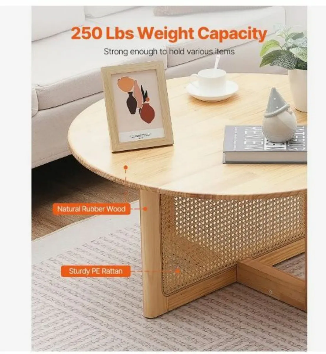 Rattan Coffee Table, Round Rattan - Image 2