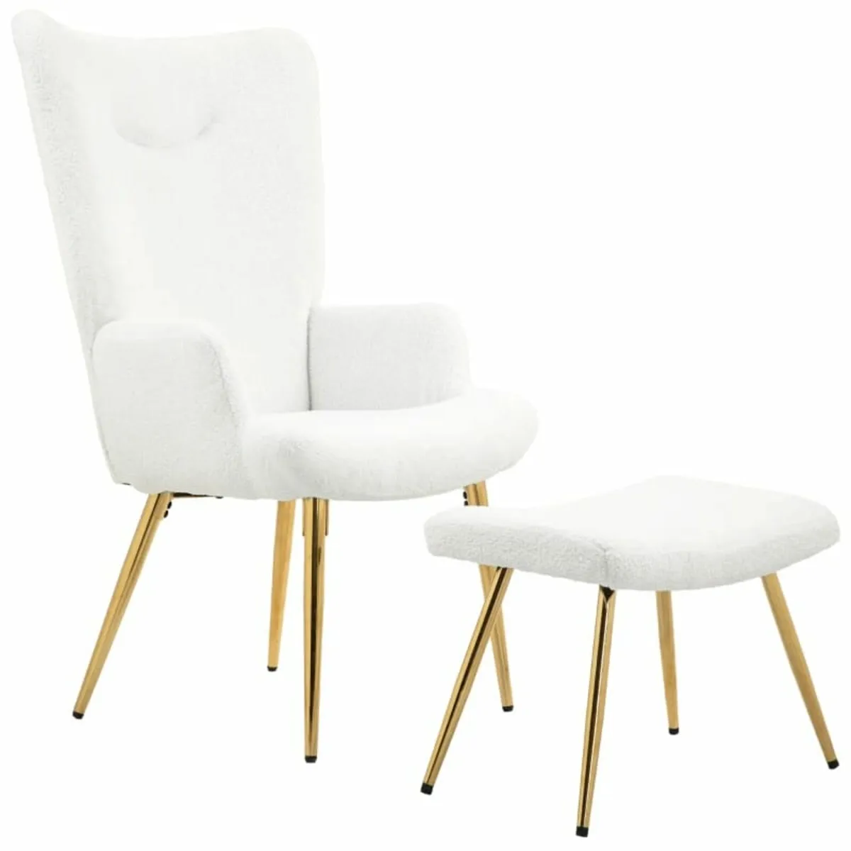 Wing chair with Ottoman, high back, Sherpa cover, - Image 2