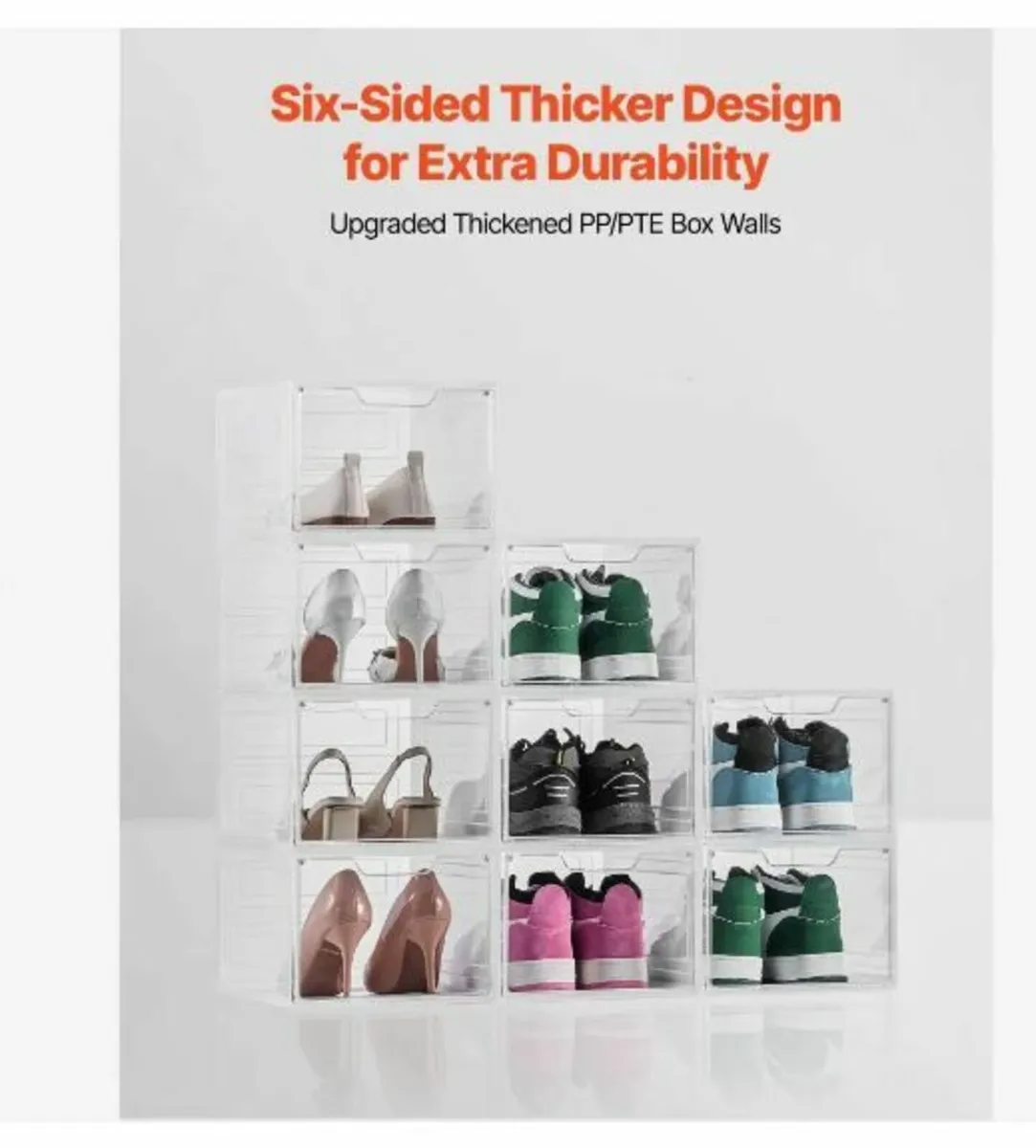 Shoe Storage Boxes, 9 Pack Clear - Image 3