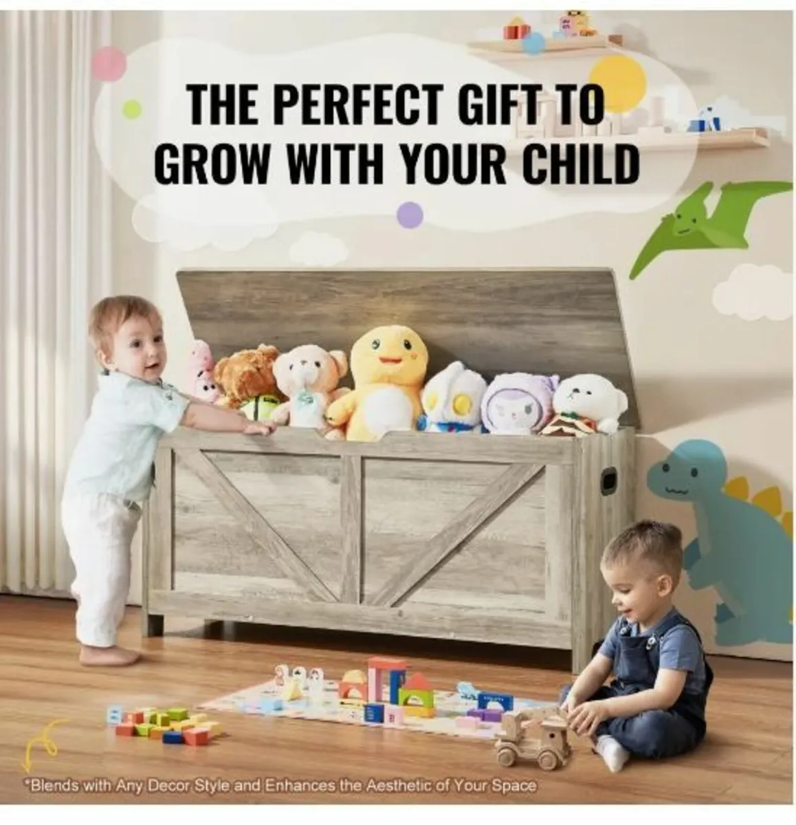 Wooden Toy Chest for Kids, Toddler Toy - Image 4
