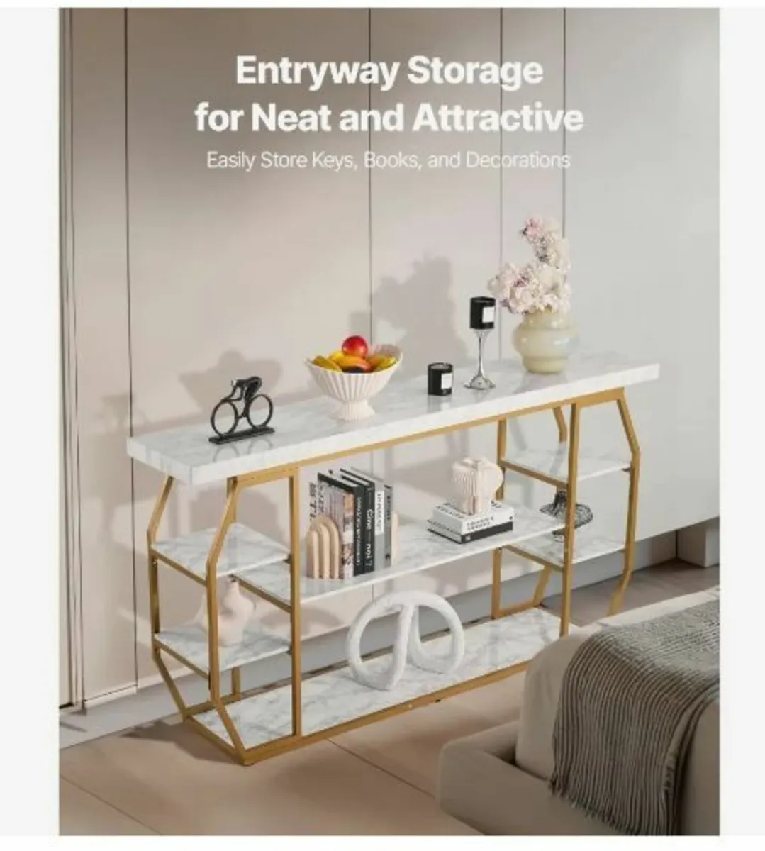 Marble Console Table, 3 Tiers Modern - Image 3