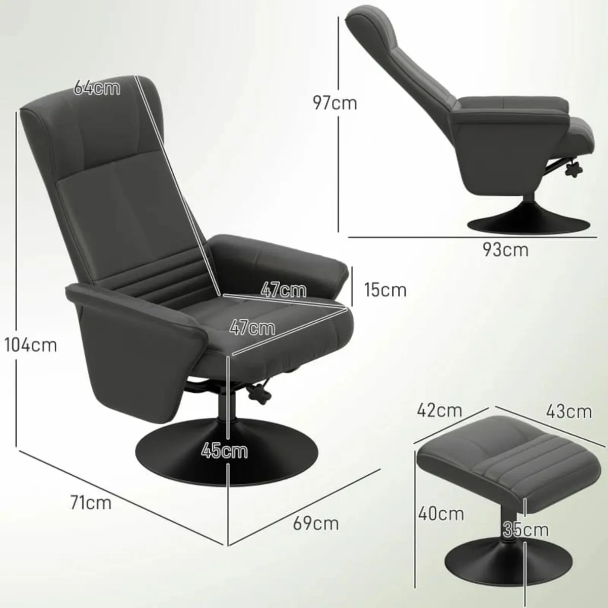 Upholstered chair, accent chair with ottoman, swiv - Image 3