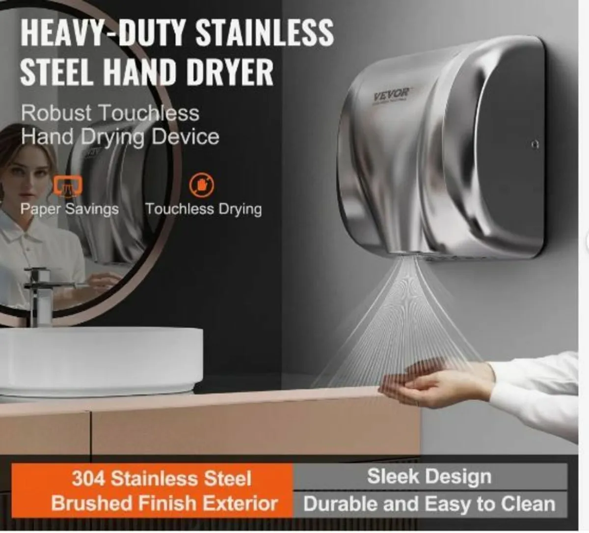 Heavy Duty Commercial Hand Dryer, 1800W - Image 3