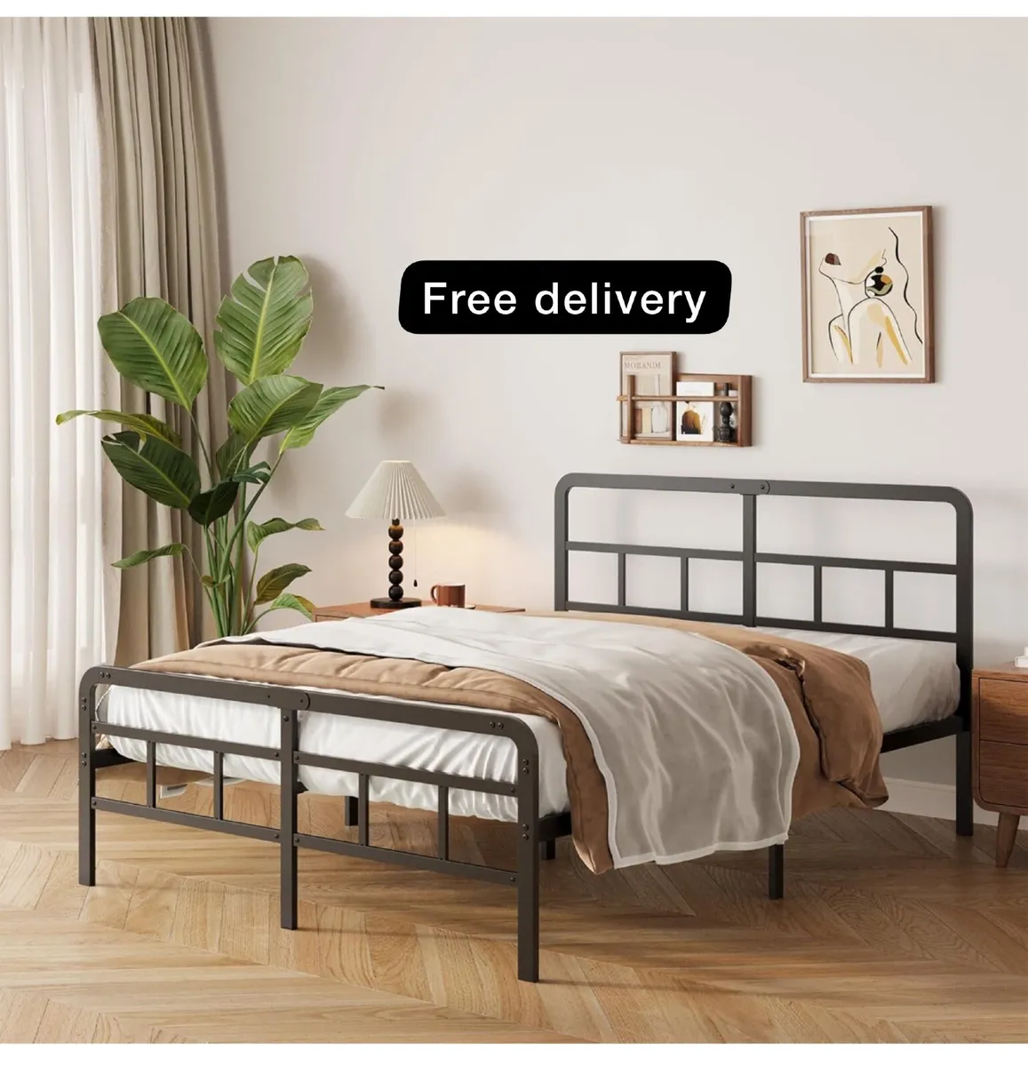 Super King Bed Frame with Curved Headboard and Foo - Image 1