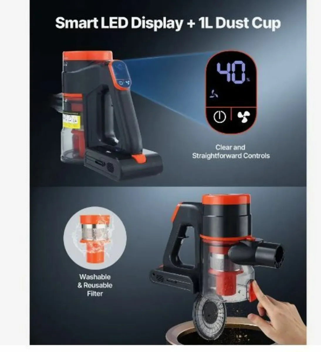 Cordless Vacuum Cleaner, 40KPA Max Suction - Image 4