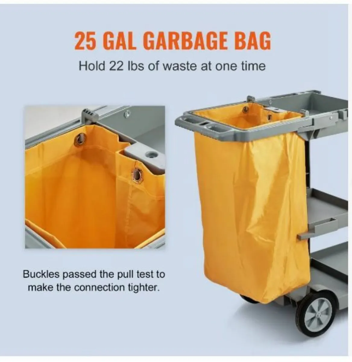 Cleaning Cart, 3-Shelf Commercial - Image 4