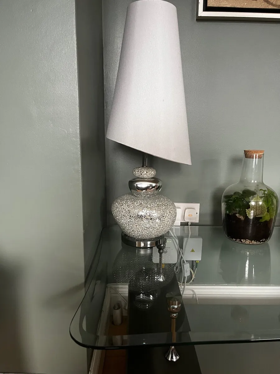 Glass & chrome coffee table + lamp - Image 4