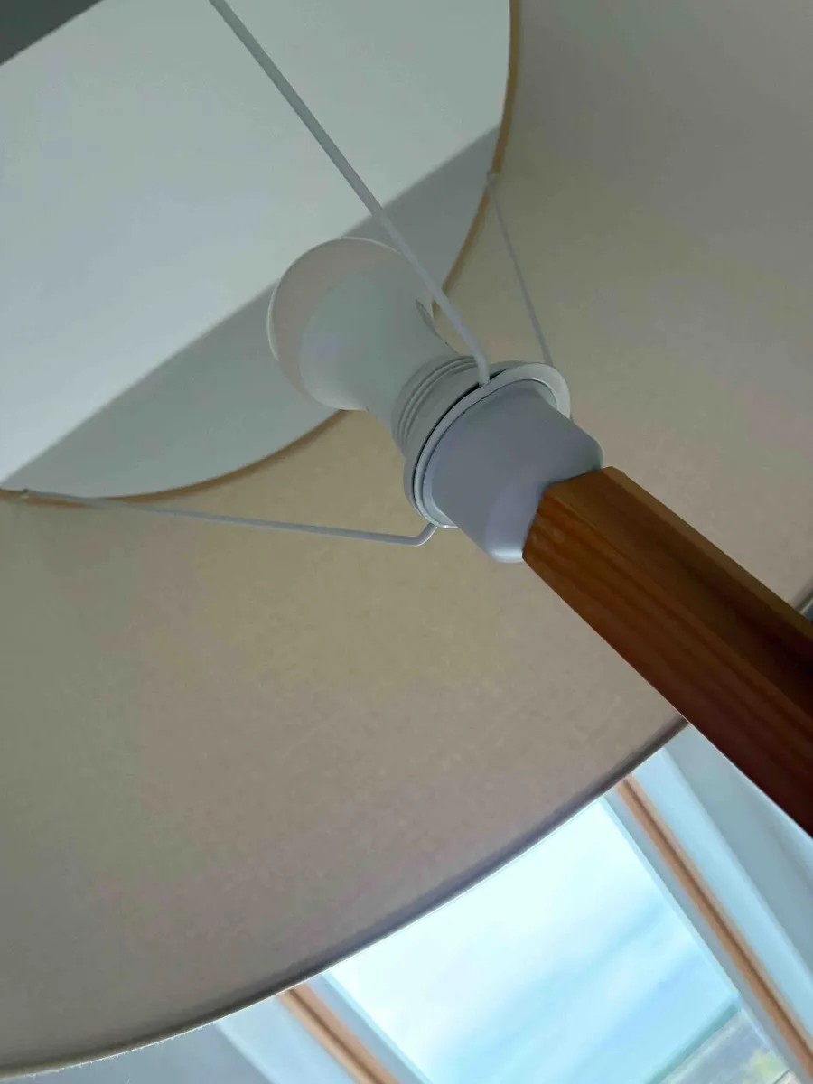 Folding Sklum wooden lamp with shade - Image 2