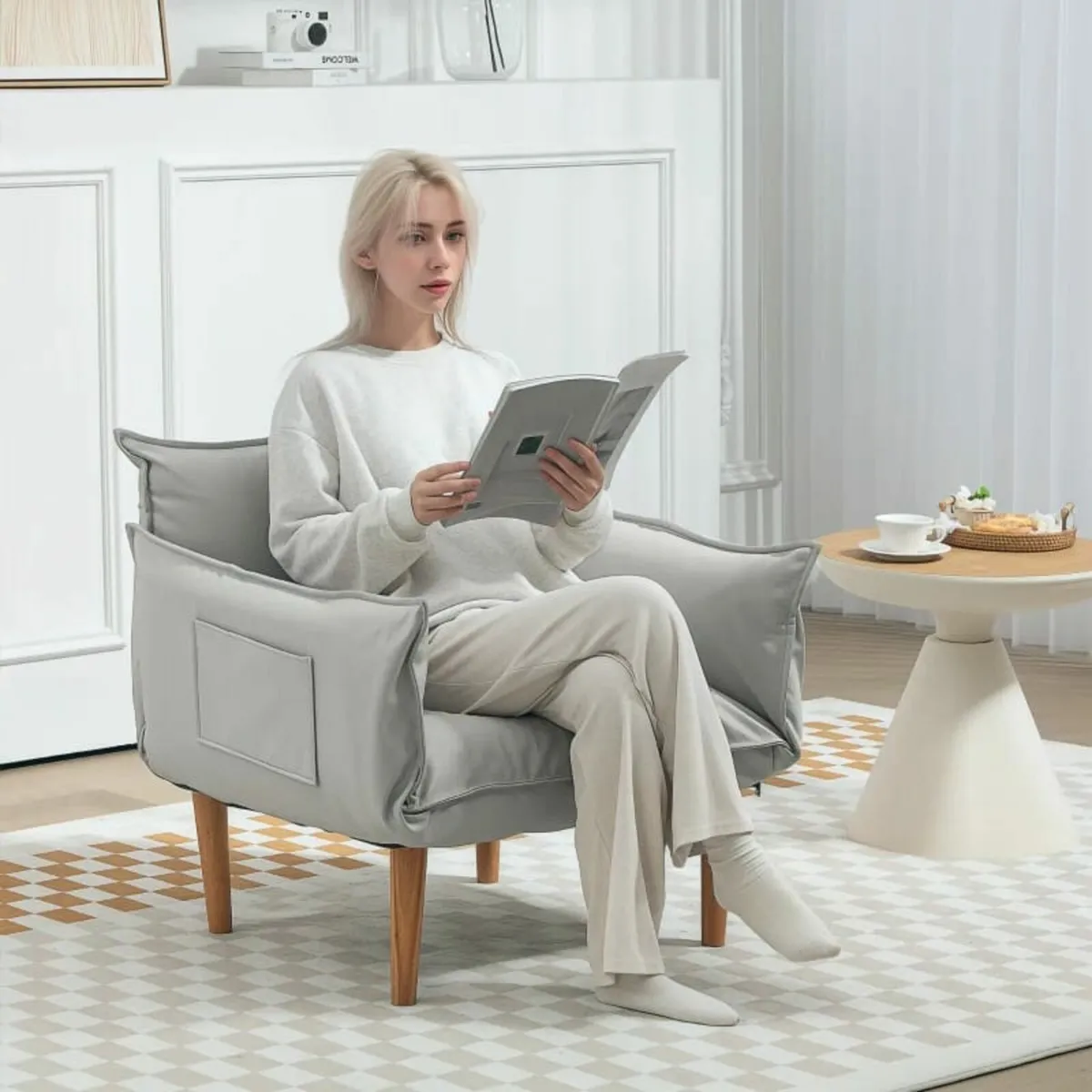 2-in-1 Adjustable Lounge Chair, Floor Chair with C - Image 3