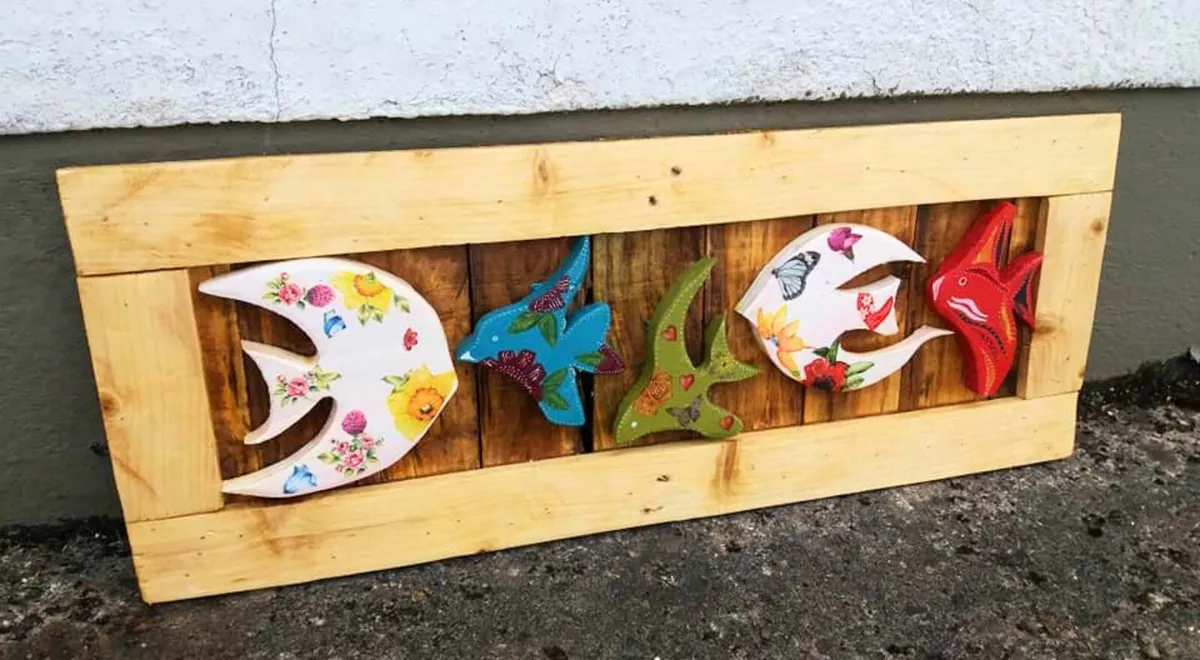 Rustic Angel Fish Wood Art - Image 1