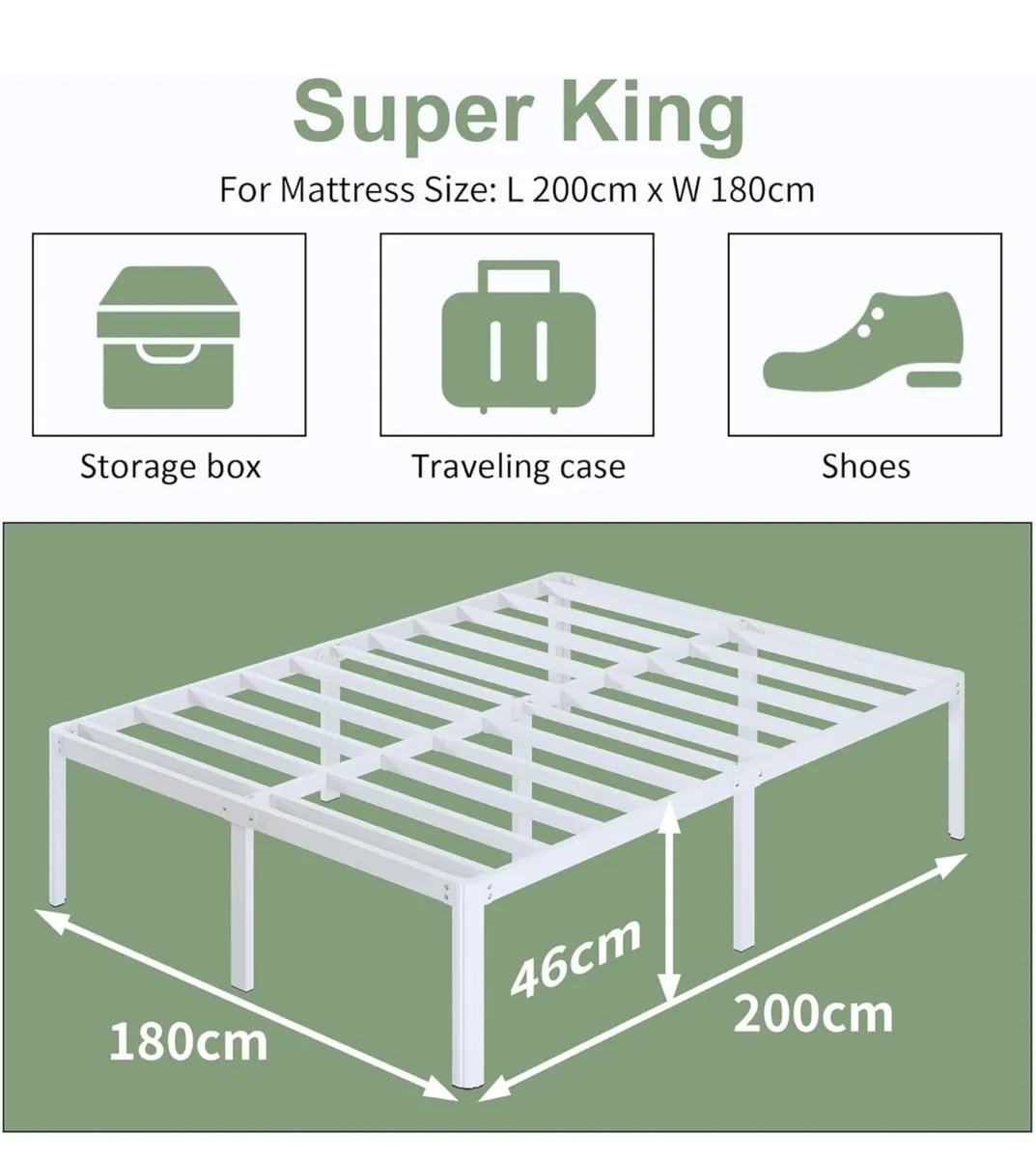 Super King Bed Frame 46 cm High with Rounded Corne - Image 1