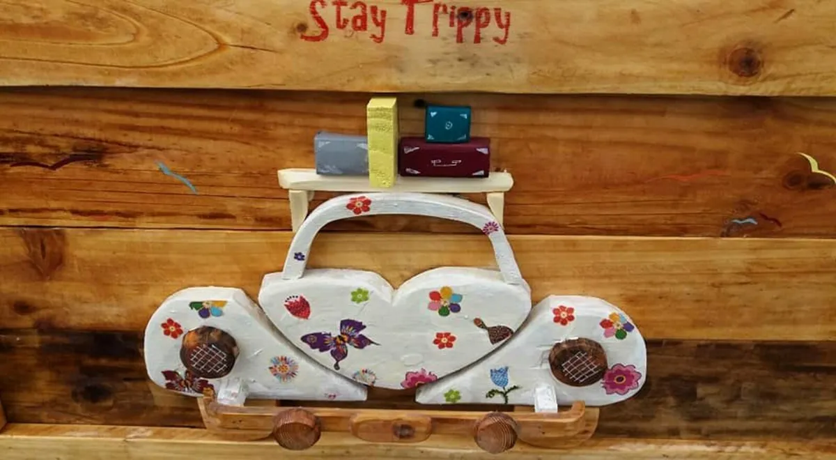 Rustic "Stay Trippy" Hippy Bug Woodart - Image 4