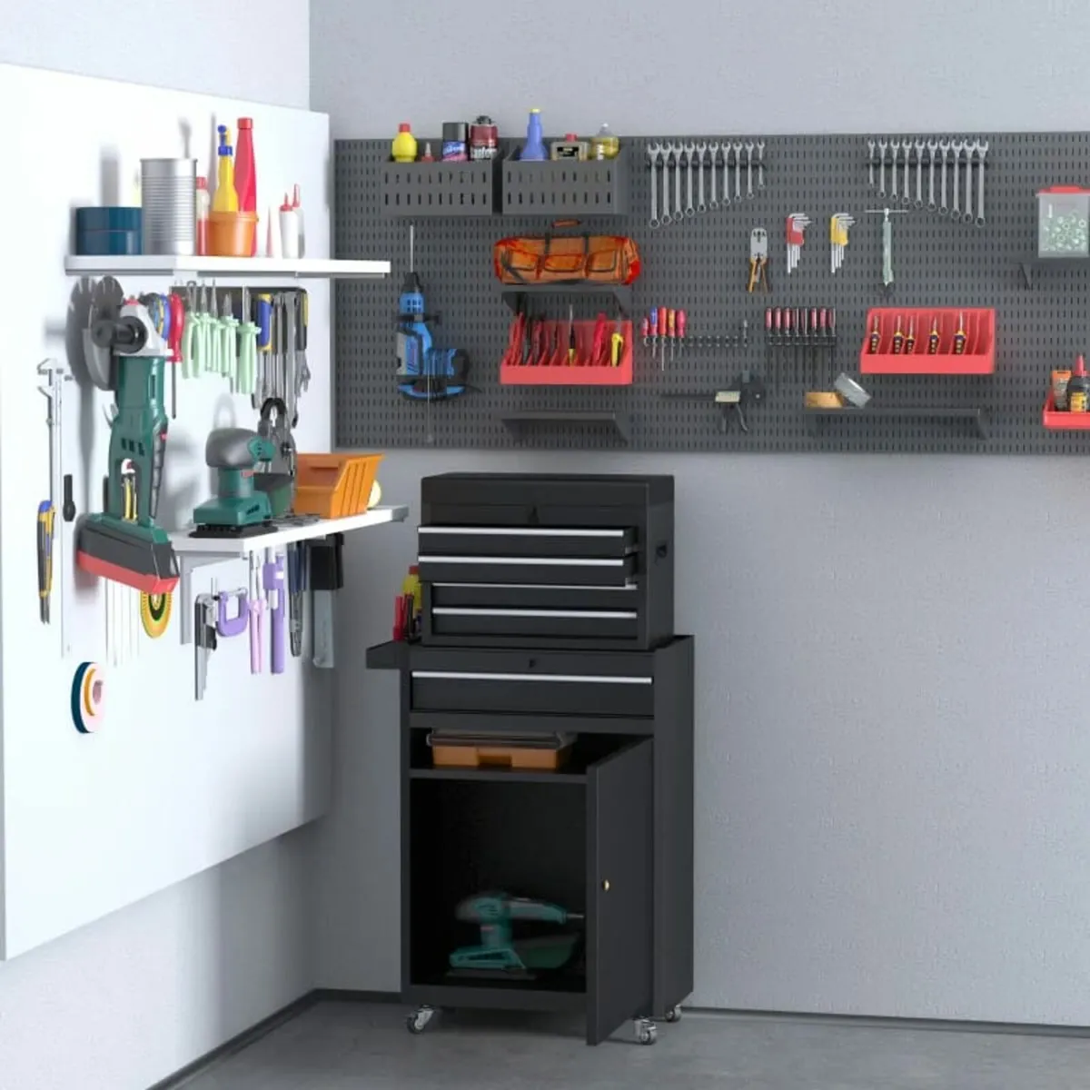Tool Chest 2 in 1 Metal Tool Cabinet Storage Box w - Image 2