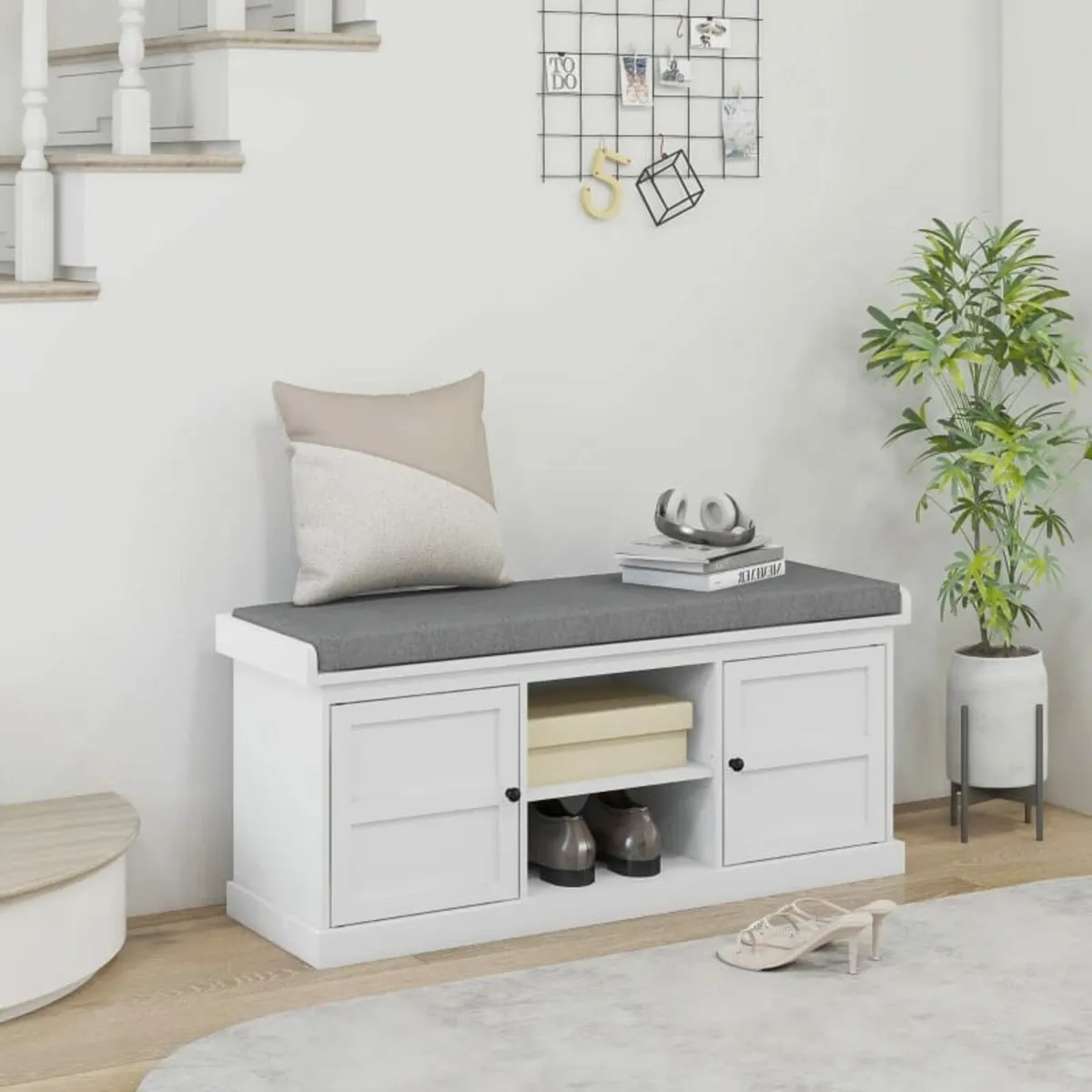 Multi-Compartment Shoe Storage Bench, with Top Cus - Image 2
